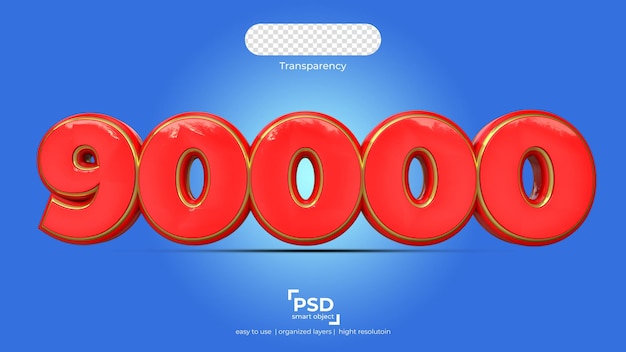 ninety thousand dollars on transparency background best 3d render ready to use with organized layer