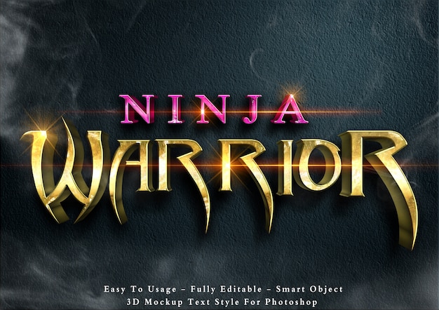 PSD ninja warriors - editable 3d text style effect