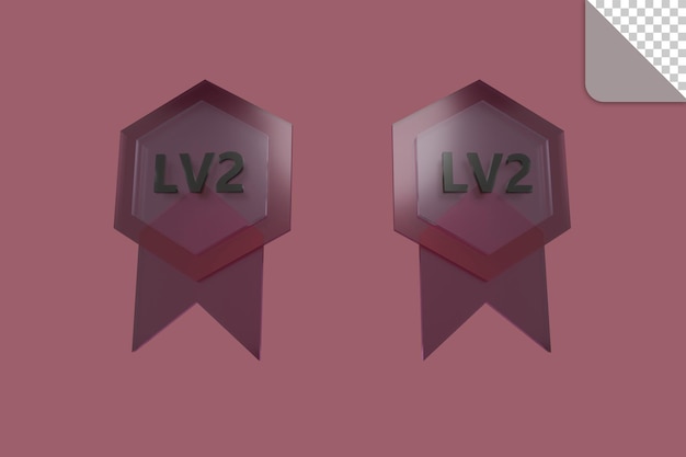 PSD niveau 2 badge 3d render