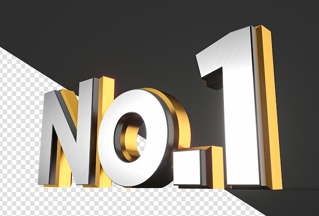 No 1 3d testo argento e oro 3d illustrazione