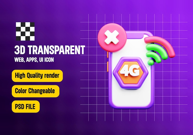 PSD no 4 g phone 3d icon or future things 3d icon