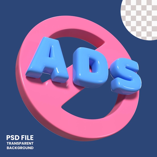 PSD no ads 3d illustration icon