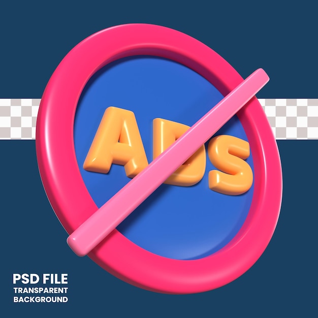 PSD no ads 3d illustration icon