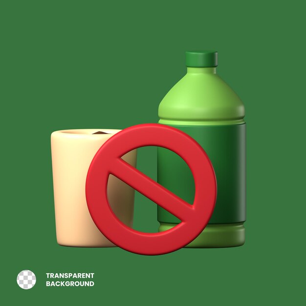 PSD no drink 3d icon isolated on transparent background