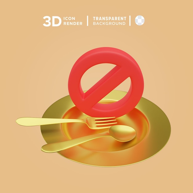 Non mangiare ramadhan rendering di illustrazione 3d