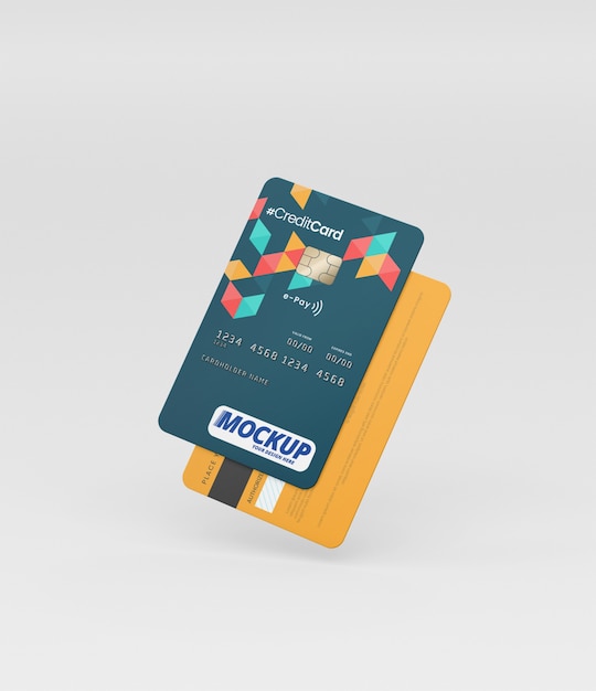 PSD no gravity credit card design mockup