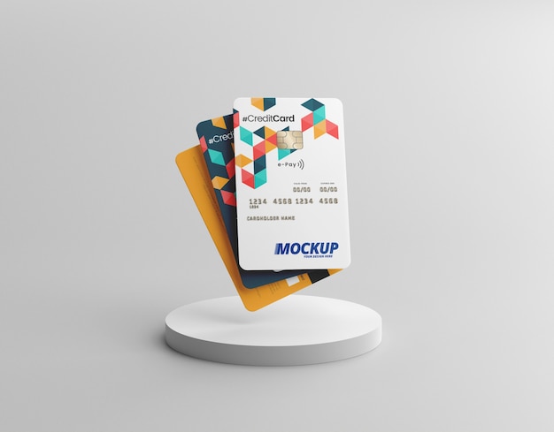 Mockup di progettazione di carte di credito senza gravità