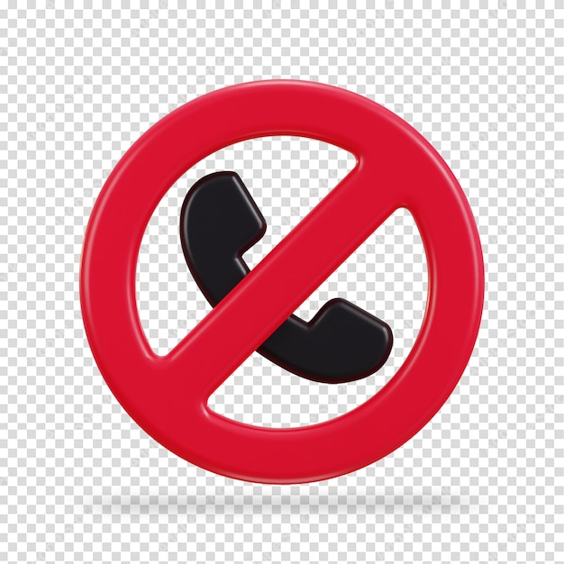 PSD nessun cartello telefonico cartello rosso su sfondo bianco iconica vettoriale di chiamata proibita iconica di chiamata telefonica non consentita