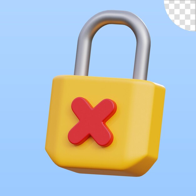 PSD no security padlock 3d illustration