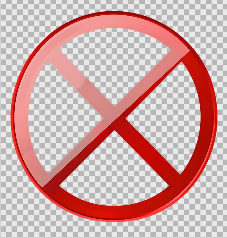 No sign icon not allowed forbidden sign prohibition sign on a transparent background