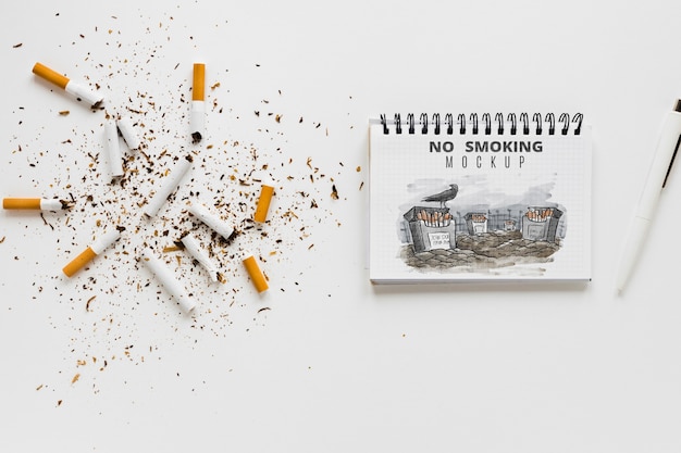 PSD no smoking concept with notebook