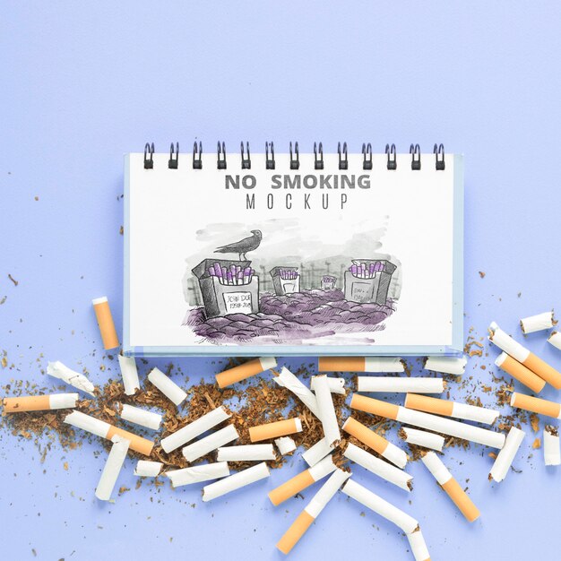 No smoking mock-up flat lay