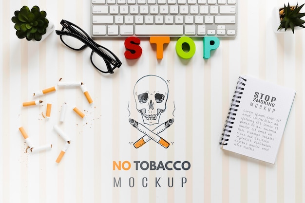 No smoking mock-up with keyboard