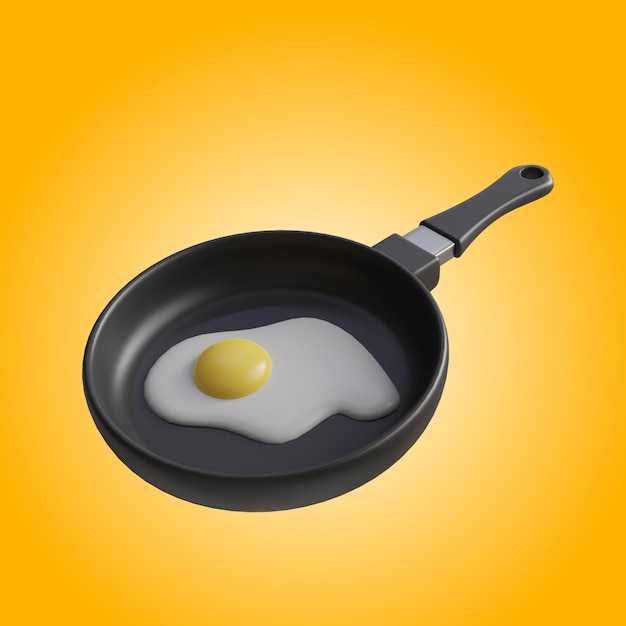 No stick frying pan with fried eggs