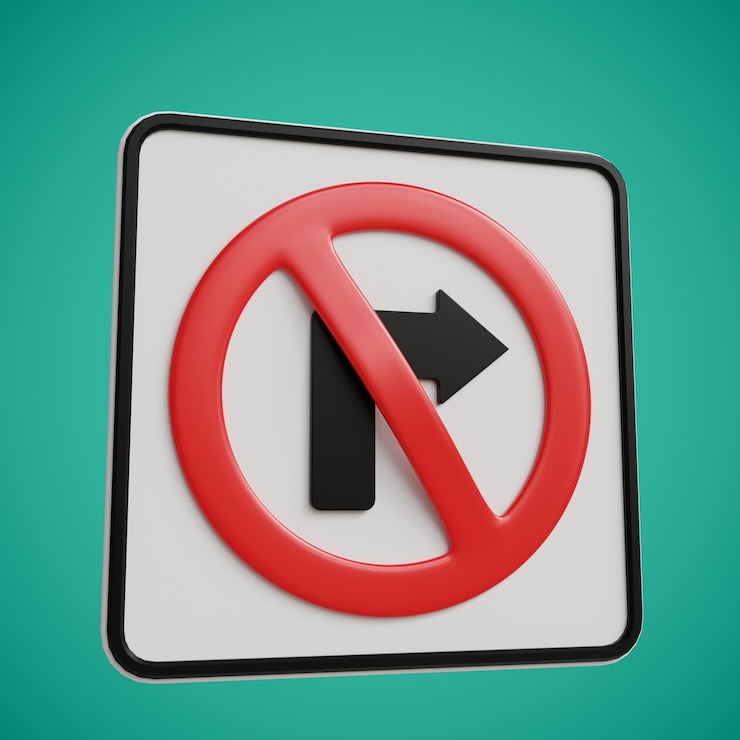 PSD no turn right symbol sign