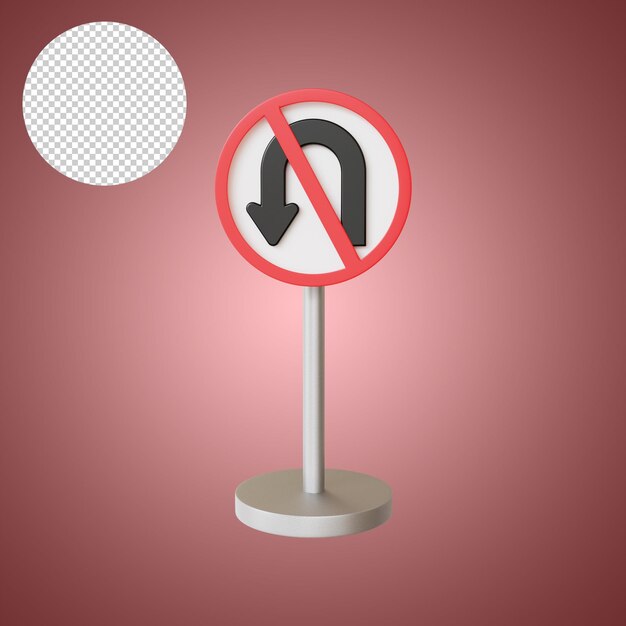 PSD no turn road sign traffic rendering 3d