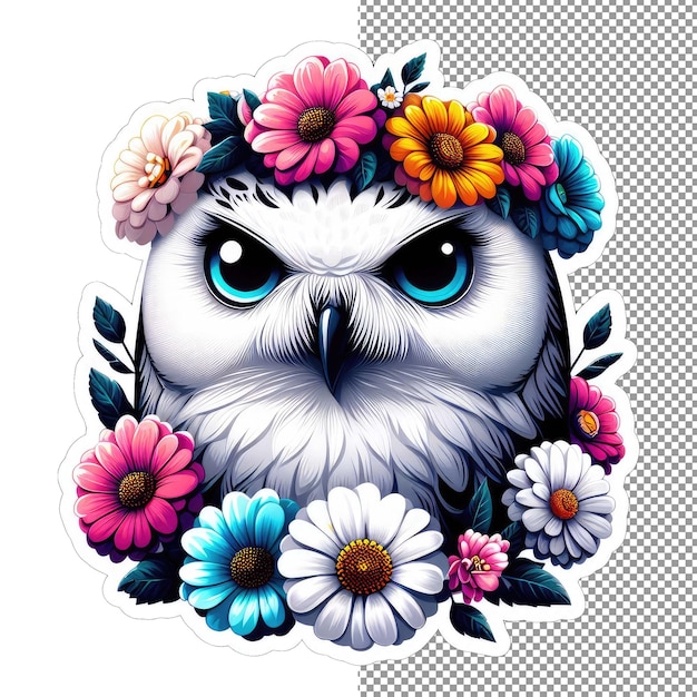 PSD nocturnal whimsy owl face sticker elegance