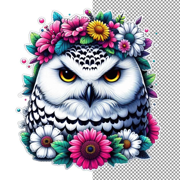 PSD nocturnal whimsy owl face sticker eleganza