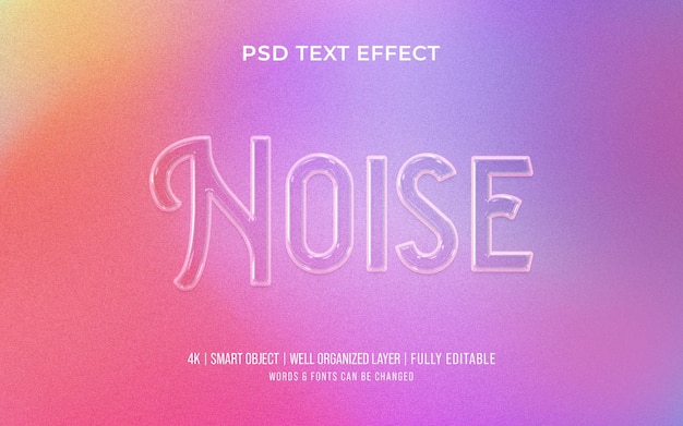 Noise editable 3d text effect mockup style template