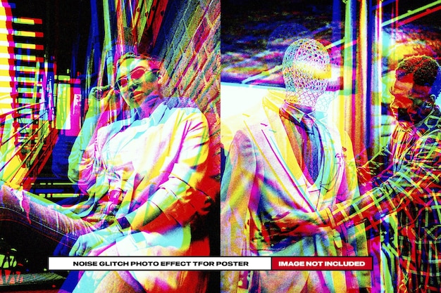 PSD effetto foto rumore glitch per poster