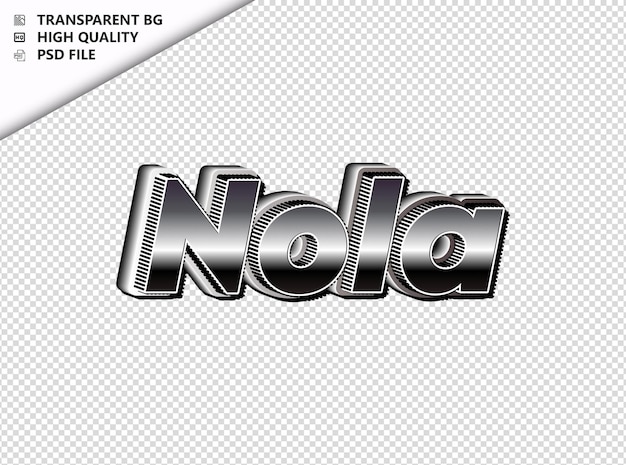 PSD nola typography text silver black psd transparent