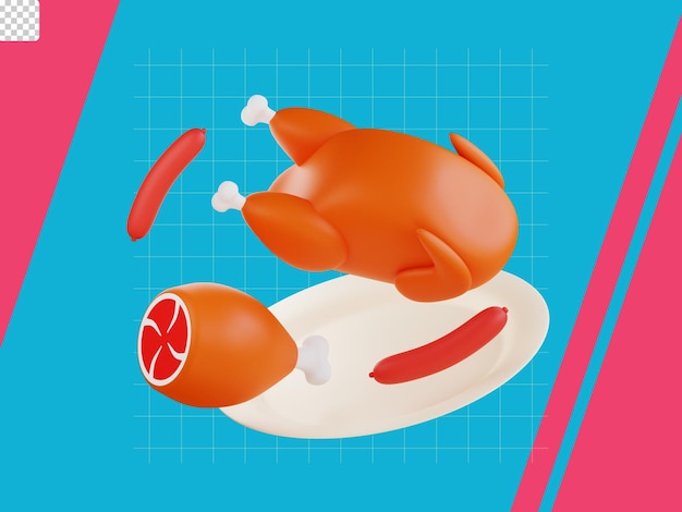 Non vegan food 3d icon