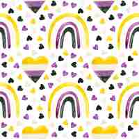 PSD nonbinary pride seamless pattern lgbt pride month wallpaper nonbinary rainbow watercolor clipart