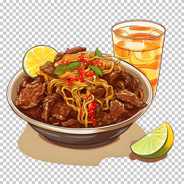 PSD noodle bowl isolated on transparent background
