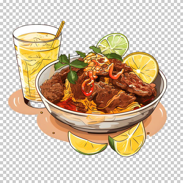 PSD noodle bowl isolated on transparent background