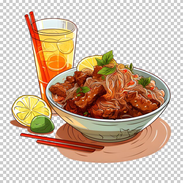 Noodle bowl isolated on transparent background