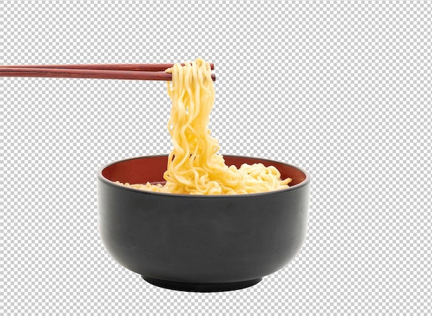 Bastoncini di noodle in una ciotola nera su file psd