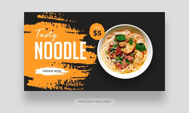 Modello di miniatura di youtube del menu di cibo di noodle