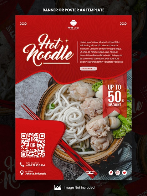 PSD noodle food restaurant menu poster a4 or banner template