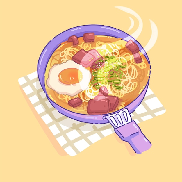 ヌードル イラストセット ウドン ラーメン ヴェルミセリ 米ヌードル