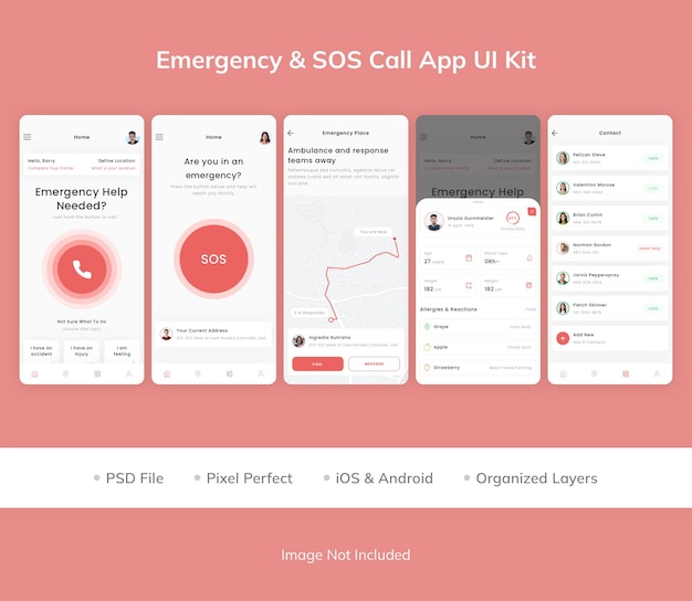 Noodversterker sos call app ui kit