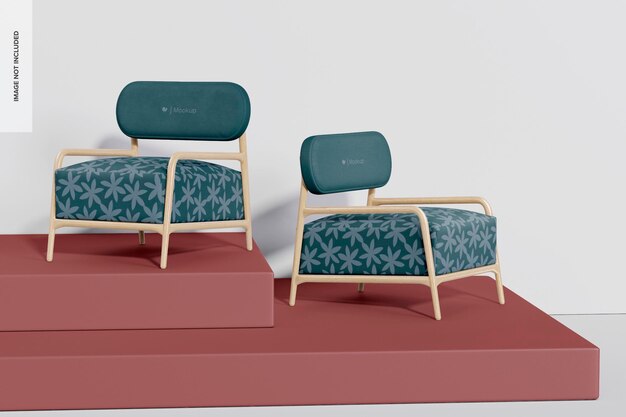 Nordic armchairs mockup, left and right view