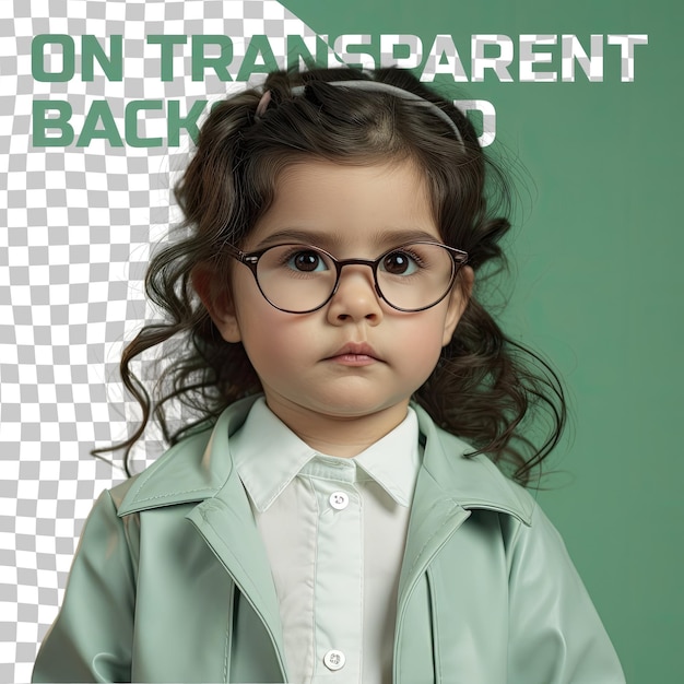 Nordic podiatrist focused toddler lady in mint clad with long hair glasses
