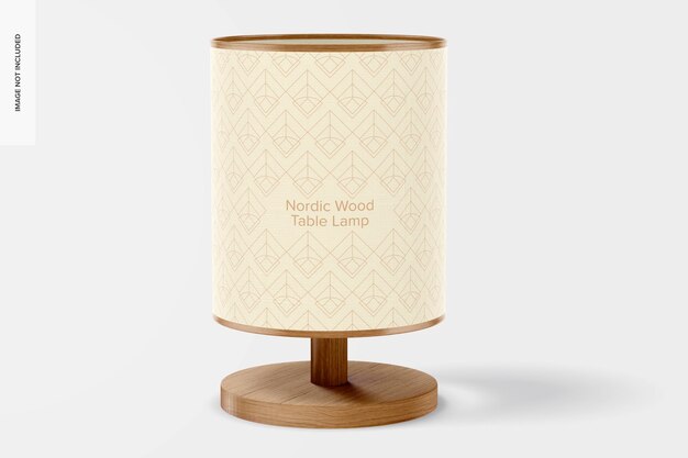 Nordic Wood Table Lamp Mockup, Front View