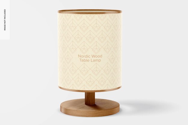 Nordic wood table lamp mockup, front view