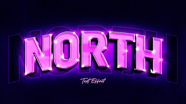 PSD north 3d text style effect mockup premium (effetto di stile di testo 3d)