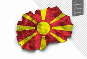 PSD mappa della macedonia settentrionale bandiera della macedonia settentrionale rilievo ombreggiato colore altezza mappa illustrazione 3d