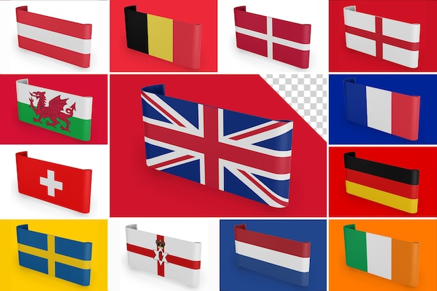 North and West Europe Flags Banner