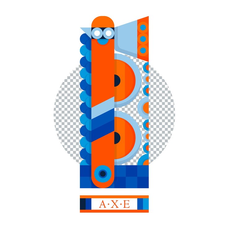 PSD northern fantasy battle emblem viking axe and shield and chain armor