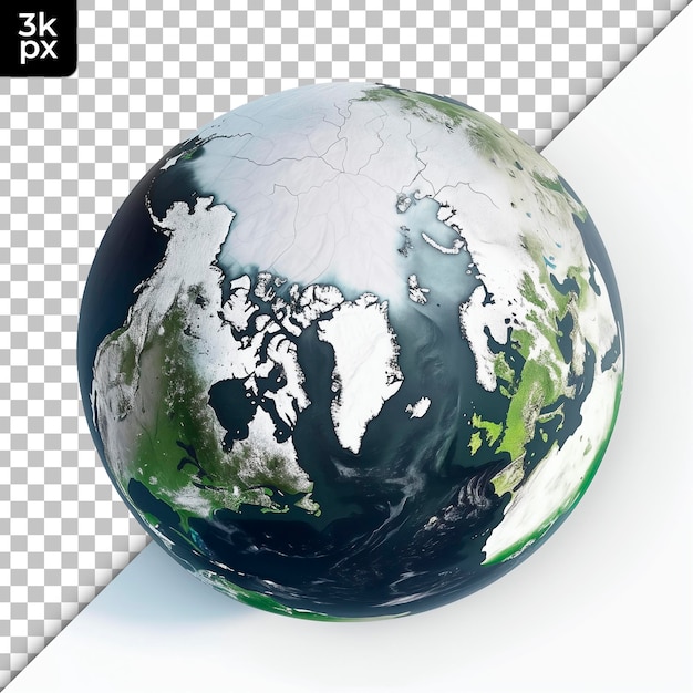 PSD northern hemisphere isolated on transparent background