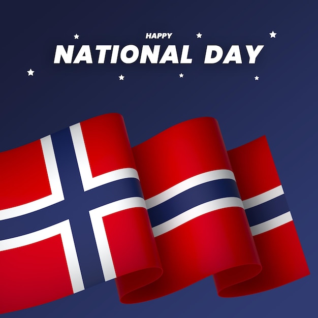 PSD norway flag element design national independence day banner ribbon psd