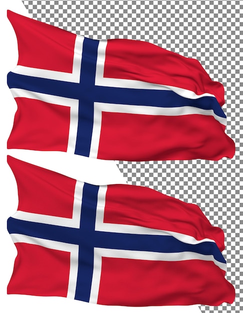 Norway flag wave isolated plain bump texture transparent background 3d rendering