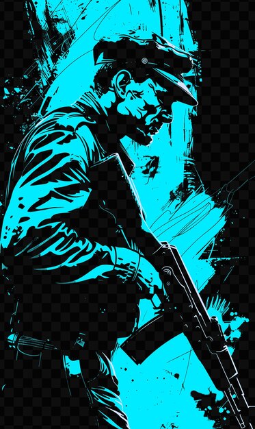 PSD norwegian resistance fighter with a kragjrgensen rifle in a tshirt design art tattoo ink outlines