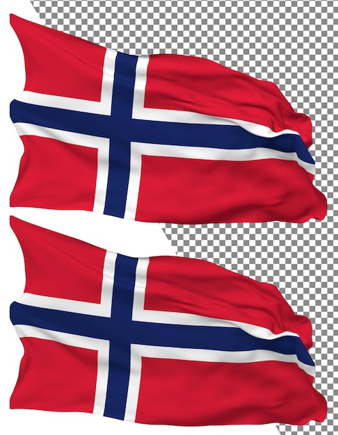 Norweska Flaga Fala Izolowana Zwykła Tekstura Bump Przezroczysty Tło Rendering 3d