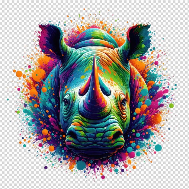 PSD nosorożec z kolorowymi plamami i obrazem nosorożca