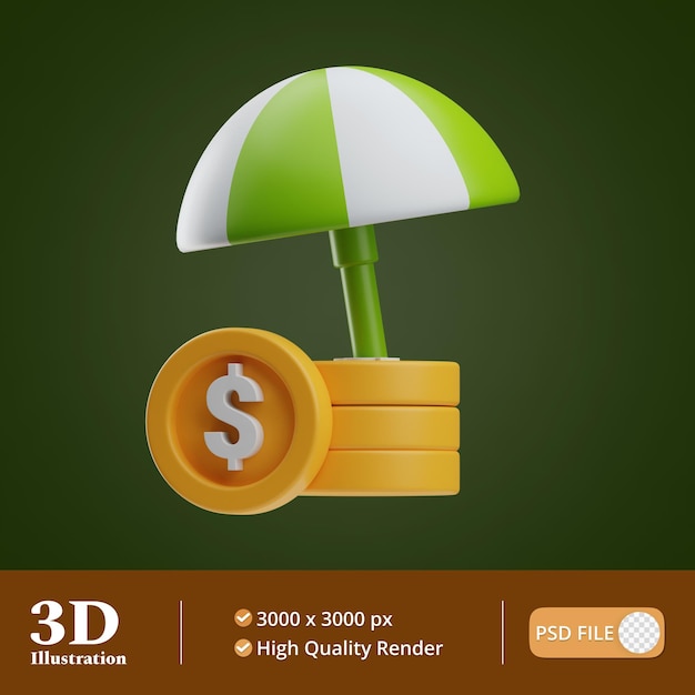 Note and finance insurance illustration 3d